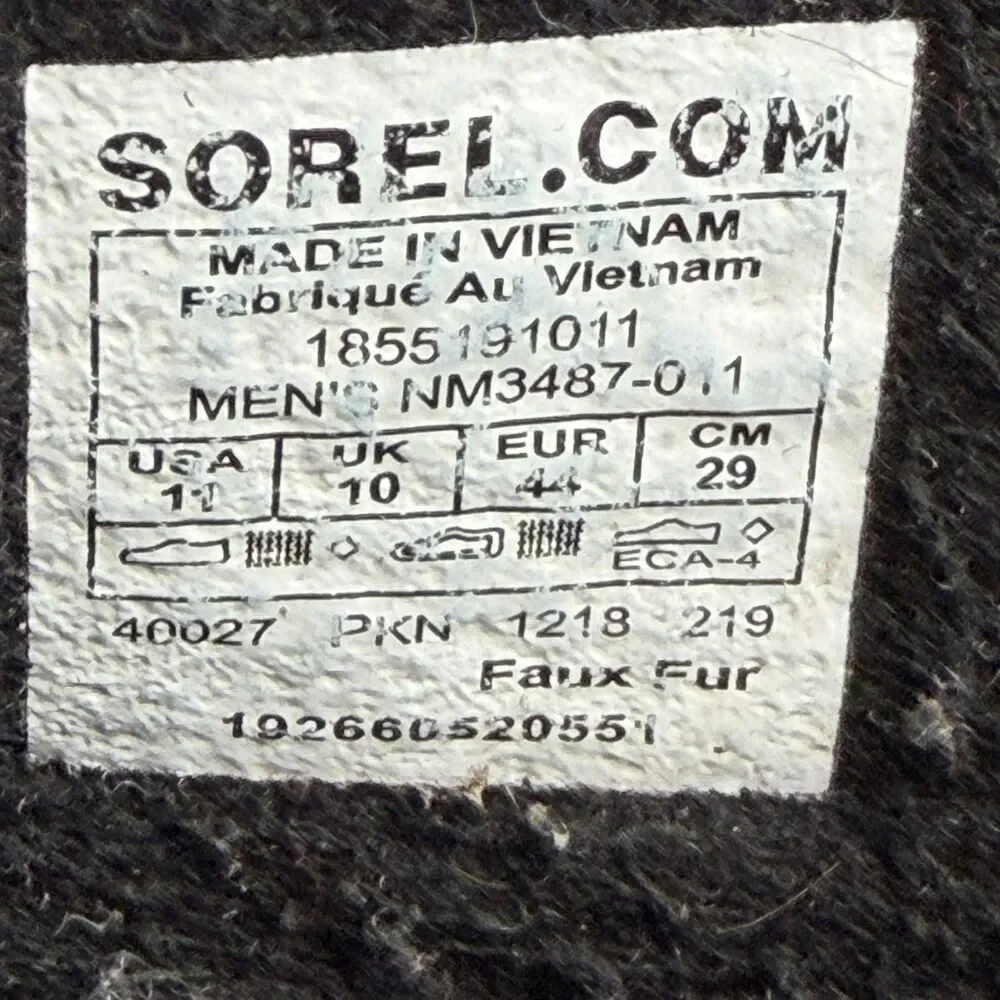 Sorel Boots Mens Size 11 Black Waterproof Insulated Winter Snow Boots NM3487-011